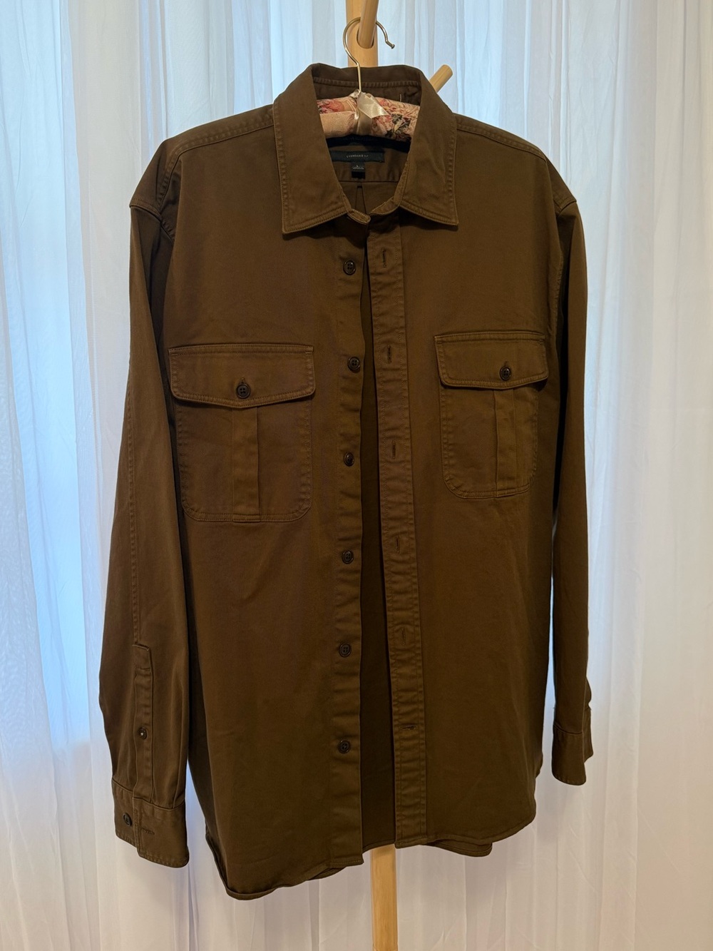Banana Republic Soft Wash Utility Shirt Olive Brown W Pockets, Men's Large, NWOT